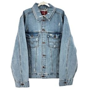 Kimes Ranch Barstow Denim Trucker Jacket Men's XXL Destroyed Cowboy Western NEW